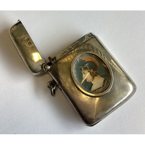 364 - An unusual silver vesta case depicting a warrior. Birmingham 1894.  Approx. 37 grams. Est. £100 - £1... 