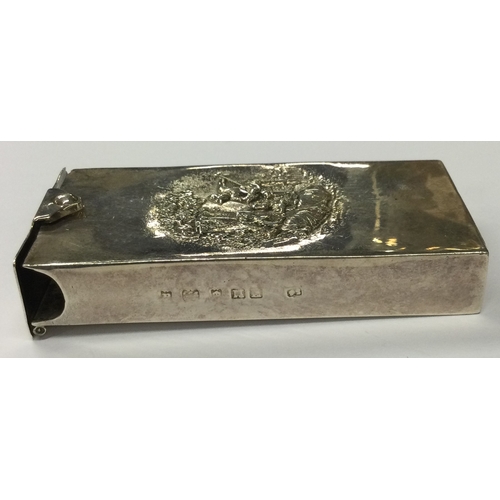 372 - A silver card case chased with a musical scene. Birmingham 1903. By Henry Matthews. Approx. 50 grams... 