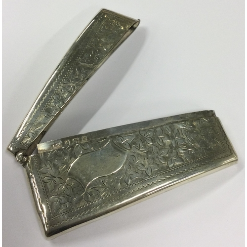 408 - A Victorian silver calling card case with engraved decoration. Circa 1840. Approx. 30 grams. Est. £1... 