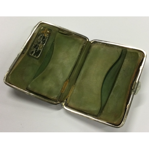 442 - A silver card case with hinged cover and engraved decoration. Birmingham 1909. Approx. 83 grams. Est... 