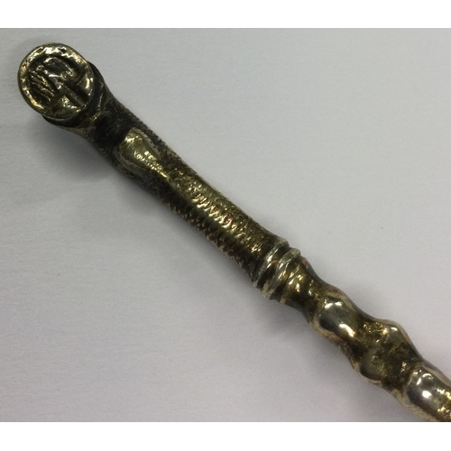 443 - An early Continental silver gilt spoon with hoof finial. Approx. 49 grams. Est. £40 - £60.