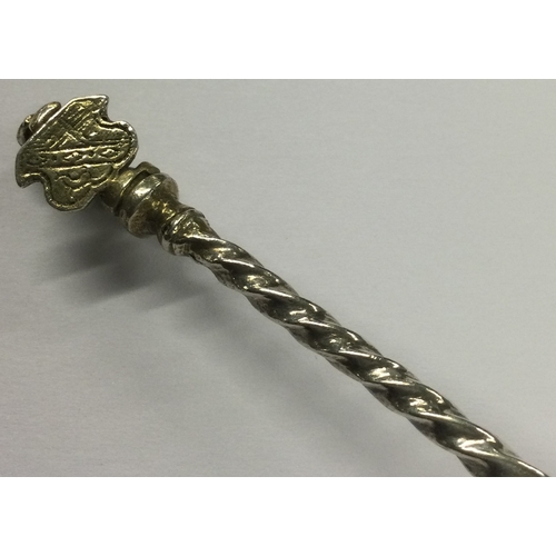 444 - An early Antique Continental silver spoon with crest finial. Approx. 55 grams. Est. £50 - £80.