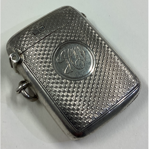 50 - CHESTER: An ornate silver engine turned vesta case. 1904. By William Neale. Approx. 26 grams. Est. £... 