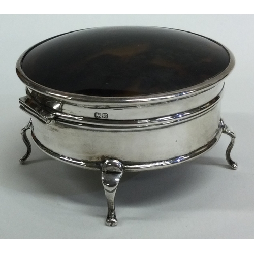 538 - A large silver and tortoiseshell jewellery box. 1923. Approx. 164 grams. Est. £100 - £150.