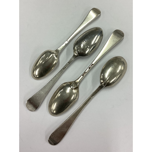 564 - Four various 18th Century silver picture back and rat tail spoons. Approx. 52 grams. Est. £60 - £80.