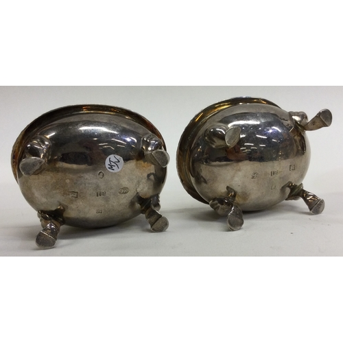 571 - EXETER: A good pair of Georgian silver salts with gadroon rims. By Isaac Parkin. Approx. 119 grams. ... 