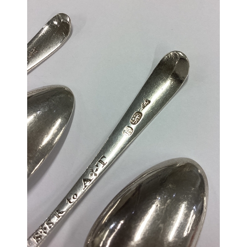 587 - HESTER BATEMAN: A fine and rare set of six silver bright-cut spoons. London 1783. Approx. 64 grams. ... 