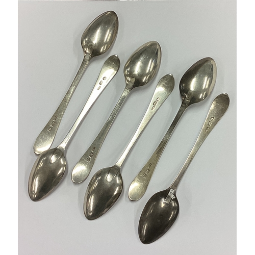 588 - NEWCASTLE: A fine and rare set of six silver bright-cut spoons. Circa 1790. By Thomas Watson. Approx... 