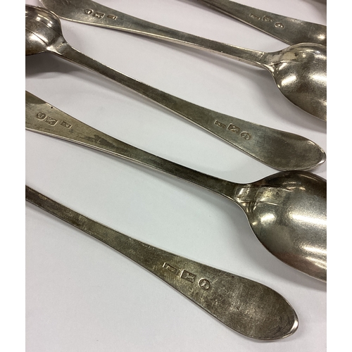 588 - NEWCASTLE: A fine and rare set of six silver bright-cut spoons. Circa 1790. By Thomas Watson. Approx... 