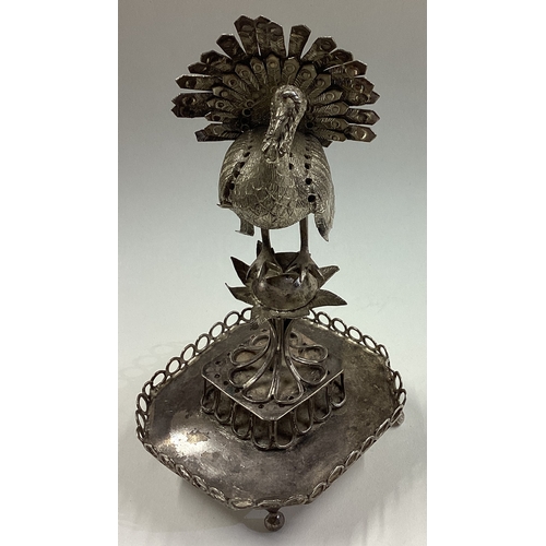 61 - An early 19th Century silver toothpick holder in the form of a turkey. Approx. 128 grams. Est. £200 ... 