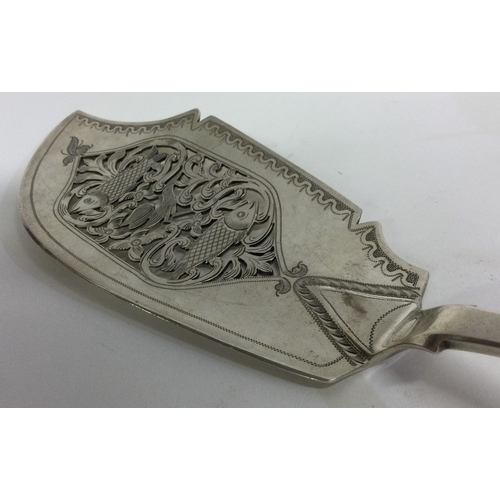 611 - A good quality pierced silver fish slice with bright-cut decoration. London. By JB. Approx. 167 gram... 