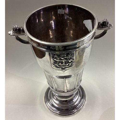 62 - GUILD OF HANDICRAFTS: A rare silver two-handled trophy cup. London 1938. Approx. 944 grams. Est. £10... 