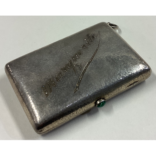 65 - A fine early 20th Century silver combination cigarette case / compact with green stone pusher. Circa... 