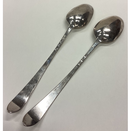 666 - DUBLIN: A pair of 19th Century Irish silver basting spoons. 1780. By IL. Approx. 200 grams. Est. £30... 