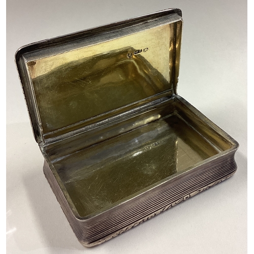 682 - An engine turned William IV silver snuff box with hinged lid. Birmingham 1837. By William Simpson. A... 