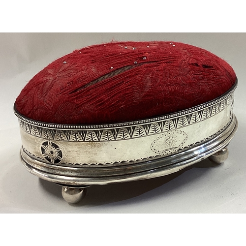 691 - A rare novelty 18th Century Georgian silver pin cushion. London 1786. Approx. 355 grams of gross wei... 