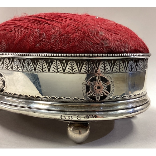 691 - A rare novelty 18th Century Georgian silver pin cushion. London 1786. Approx. 355 grams of gross wei... 