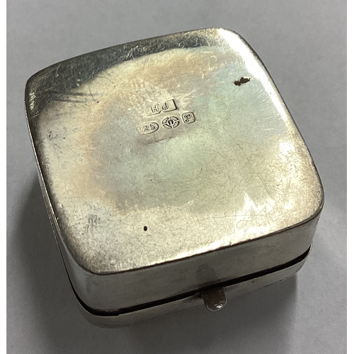 696 - A large square silver pill box with engraved decoration to hinged lid. Approx. 12 grams. Est. £20 - ... 