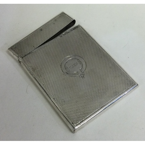 721 - An engine turned Victorian silver card case. Birmingham 1860. By Bishton & Fletcher. Approx. 62 gram... 