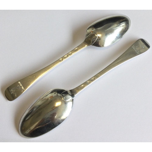 783 - EDINBURGH: A fine pair of 18th Century Scottish silver spoons. 1735. By Archibald Ure. Approx. 136 g... 