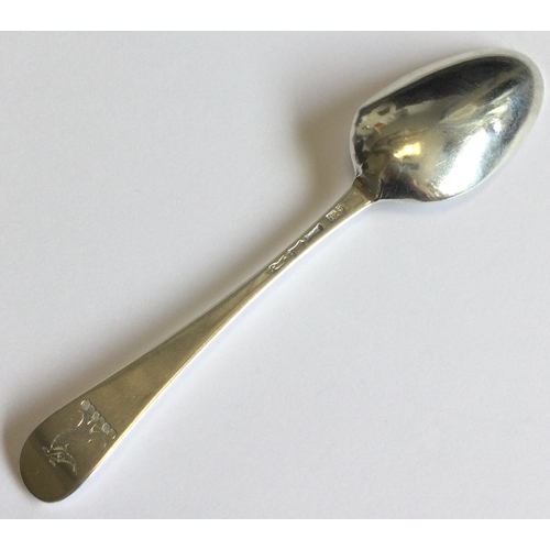 786 - An 18th Century silver crested bottom marked spoon. London 1753. Approx. 58 grams. Est. £50 - £80.