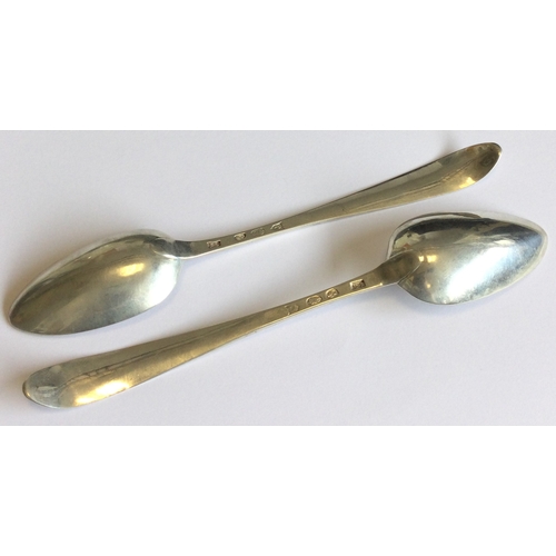 788 - DUBLIN: A fine pair of 18th Century Irish silver spoons with bright-cut decoration. 1787. By John Sh... 