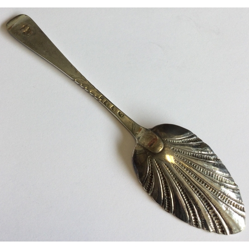 791 - PERTH: A Scottish silver spoon with chased figure to handle. Marked to base. Circa 1770. By Robert K... 