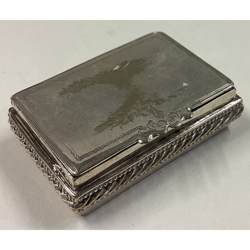 658 - A fine silver plated snuff box engraved with fishing scene. Est. £60 - £80.