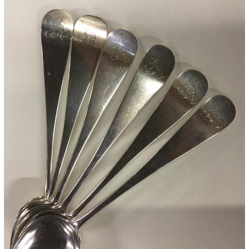 621 - ABREDEEN: A good set of six Scottish Provincial silver tablespoons / serving spoons. By Nathaniel Gi... 