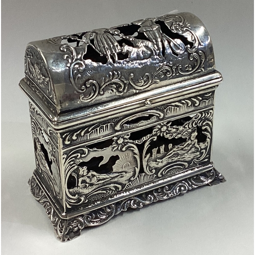 105 - A pierced Dutch silver toy casket with hinged lid. Marked to base. Approx. 99 grams. Est. £150 - £20... 