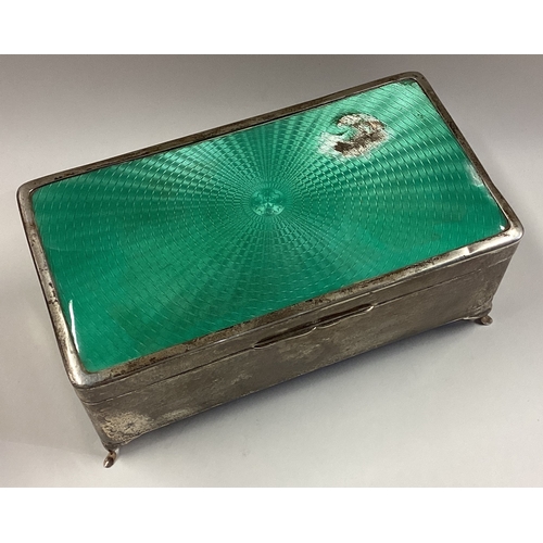 112 - A silver and enamelled cigar box. Birmingham 1929. Approx. 483 grams. Est. £200 - £300.