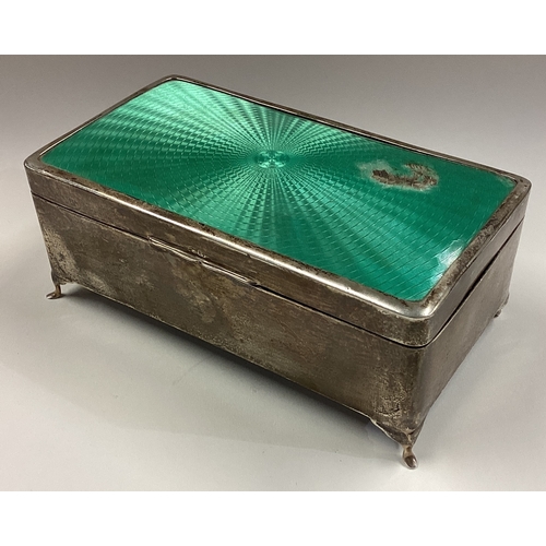 112 - A silver and enamelled cigar box. Birmingham 1929. Approx. 483 grams. Est. £200 - £300.