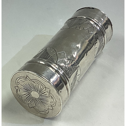 113 - An early 17th Century Provincial silver nutmeg grater with bright-cut decoration. Maker's mark only.... 