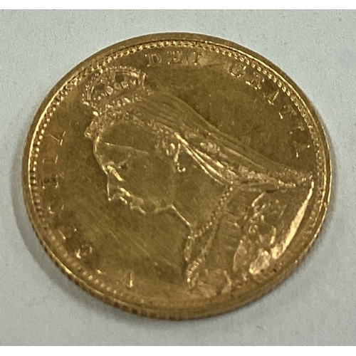 142 - A good Victorian gold shield back half sovereign. Est. £200 - £250.