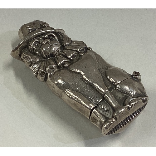 206 - A rare novelty Victorian silver vesta case depicting 'Toby', Mr Punch's Dog. Birmingham 1890. Approx... 