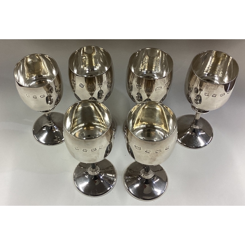 245 - A set of six silver goblets. Birmingham 1973. By RHV. Approx. 463 grams. Est. £500 - £800.