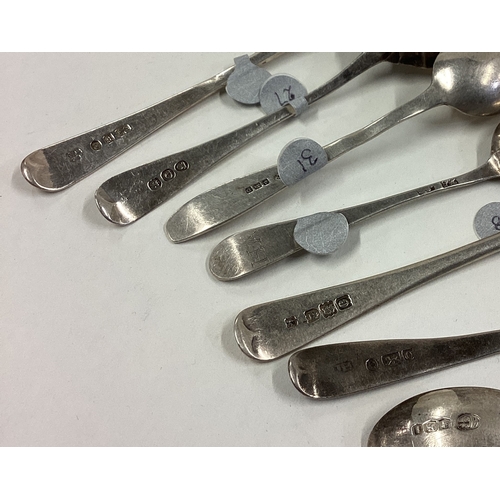 304 - A large collection of silver teaspoons and preserve spoons. Various dates and makers. Approx. 94 gra... 