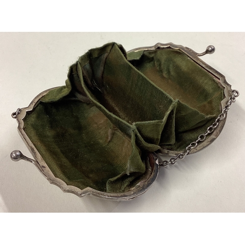 307 - A large engine turned silver purse on suspension chain. Birmingham. Approx. 57 grams. Est. £30 - £50... 