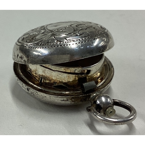 353 - A small circular engraved silver sovereign case with hinged lid. Birmingham. By AB Ltd. Approx. 15 g... 