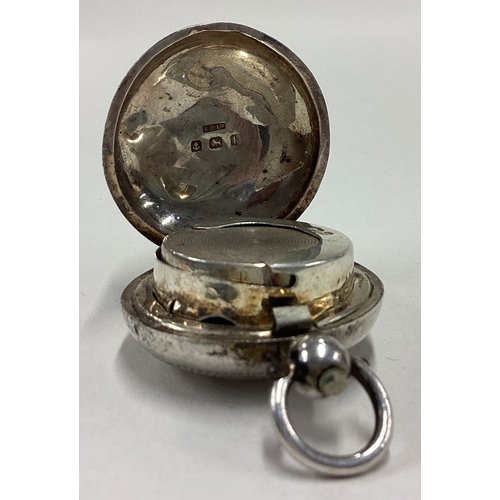 353 - A small circular engraved silver sovereign case with hinged lid. Birmingham. By AB Ltd. Approx. 15 g... 