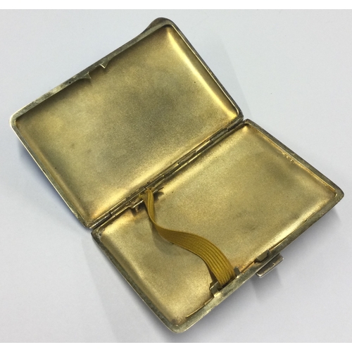 399 - A silver and blue enamelled cigarette case bearing import marks. Approx. 75 grams. Est. £80 - £120.