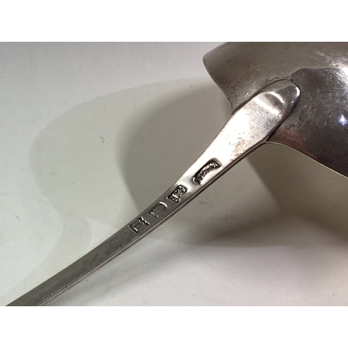 436 - An 18th Century silver bottom marked soup ladle. London 1768. Approx. 135 grams. Est. £120 - £150.