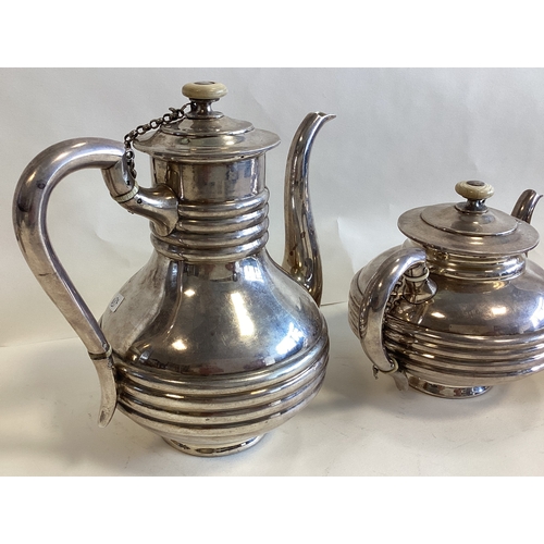 439 - A fine 19th Century Russian silver four-piece tea set. Marked to base. By Pavel Ovvchinnokov. Approx... 