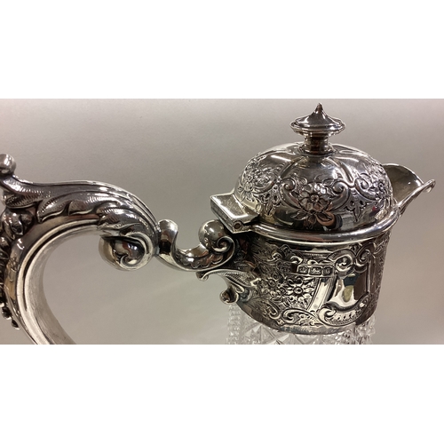 456 - A large Victorian silver and glass claret jug. Sheffield 1899. By Fenton Brothers Ltd. Est. £400 - £... 