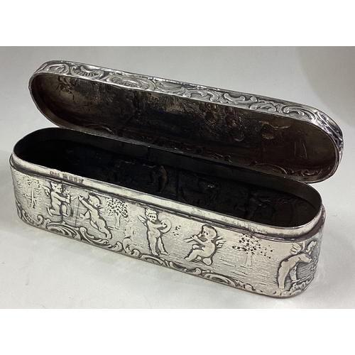 506 - A Victorian silver snuff box embossed with cherubs bearing import marks. Approx. 88 grams. Est. £120... 