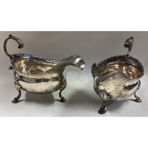 513 - A pair of 18th Century George III silver sauce boats. London 1769. By James Perry. Approx. 333 grams... 