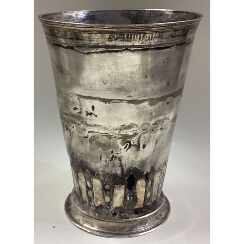 528 - A large 19th Century Continental silver beaker. Marked to base. Approx. 294 grams. Est. £200 - £300.