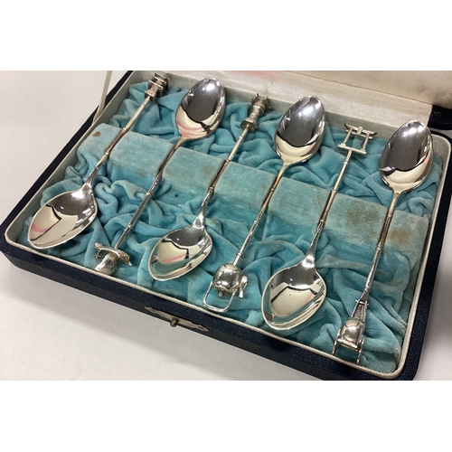 534 - A good set of six Chinese silver teaspoons contained within fitted box. Approx. 79 grams. Est. £50 -... 