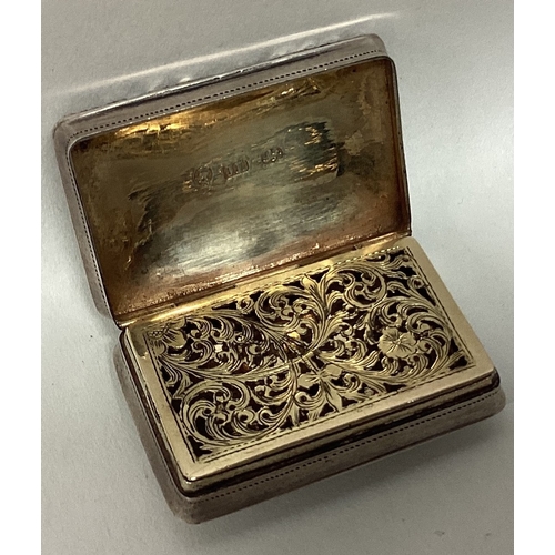 634 - A large heavy silver hinged top vinaigrette with fitted interior. Birmingham. By JL. Approx. 20 gram... 