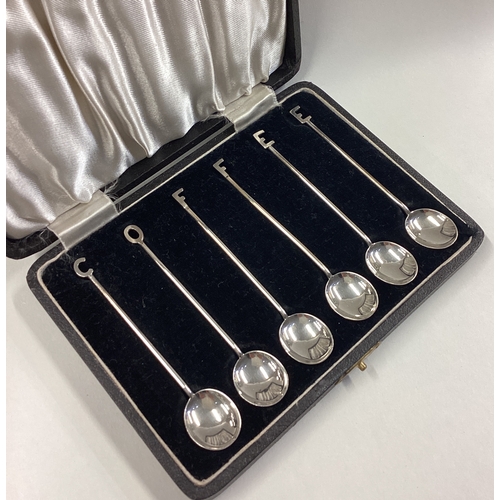 736 - An unusual set of six silver coffee spoons. Birmingham. Approx. 30 grams. Est. £40 - £60.